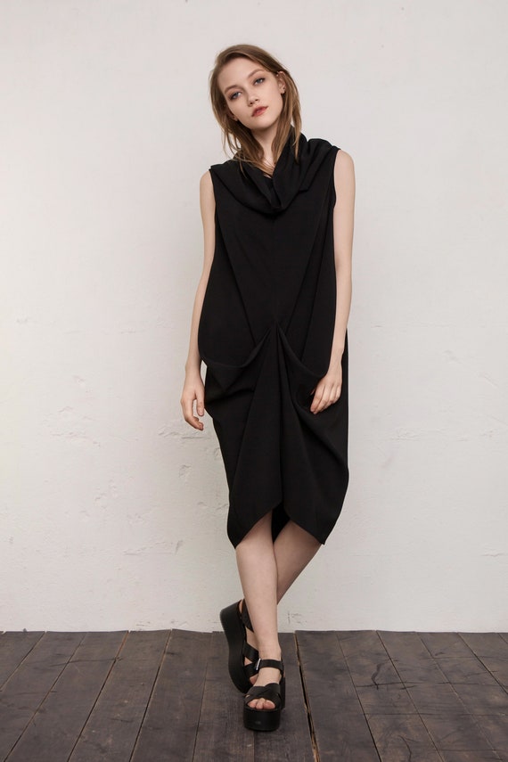 strapless open back dress Strath Long Black Tunic