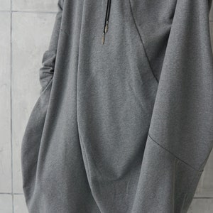 Gray jersey dress Casual dress Gray loose tunic Long sweatshirt dress Cotton dress Casual wear dress image 8