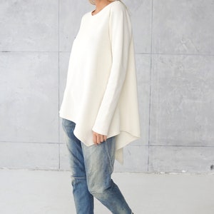 Cozy Blouse / White Blouse / Cotton Blouse / Casual Top / Oversize Blouse / White Shirt / Cotton Tunic / Jersey Tunic / Athletic Clothing image 3