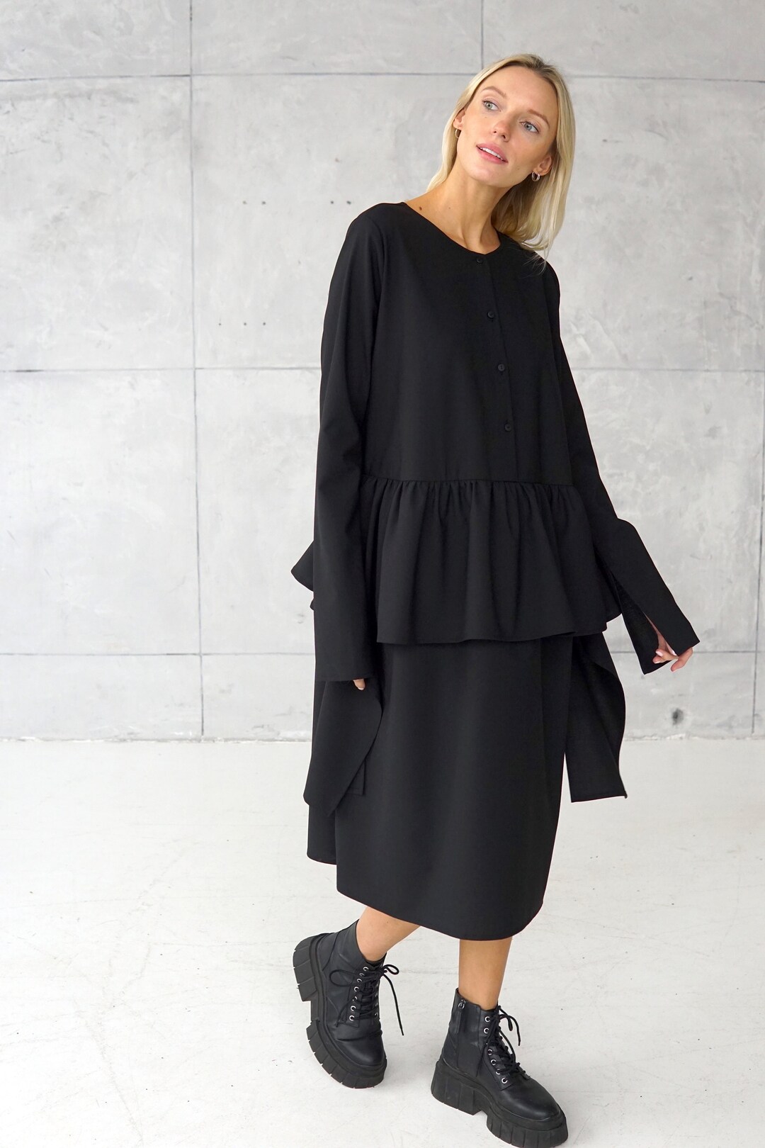 Modern Dress / Black Wool Dress / Winter Dress / Classic Dress — free download