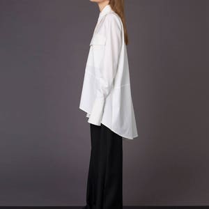 White classic shirt / Off white shirt / White formal blouse / White minimalist top / Shirt with super long sleeves / White blouse image 4