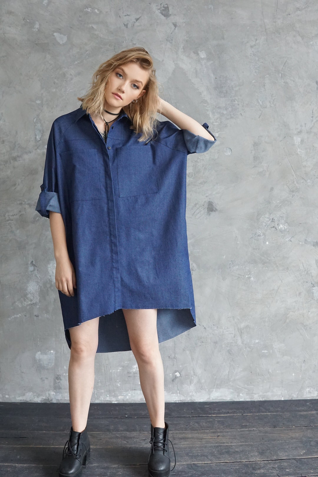 denim shirt dress uk Kai Mid Blue Stretch Denim Belted Shirt Dress