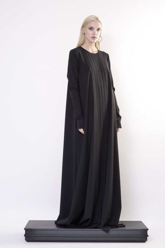 Gothic Dress Black Maxi Dress Fit & Flare Medieval Dress - Etsy | Black long  sleeve dress, Black gown long, Long sleeve black maxi dress