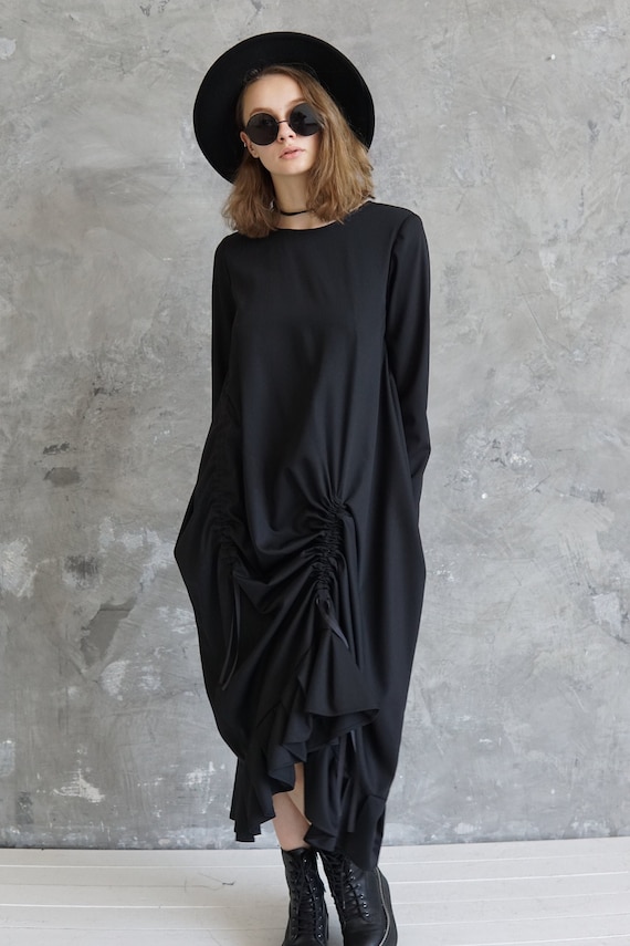navy blue dress for baby girl Lanston Long Sleeve Asymmetrical Dress main image 1