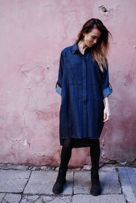 oversized jean shirt dress