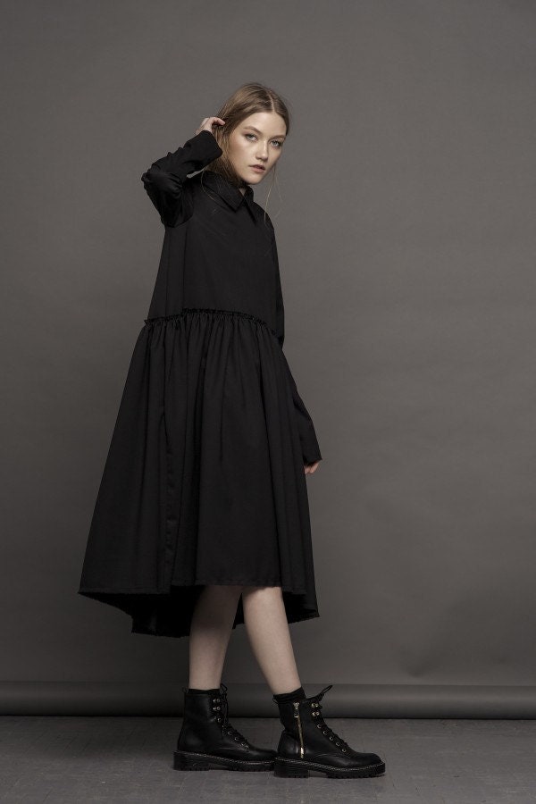 black babydoll dress amazon Handmade Wool Dress: Modern Drop Waist through front Sold White Backless Knit Maxi Size:Extra Small (4/6)