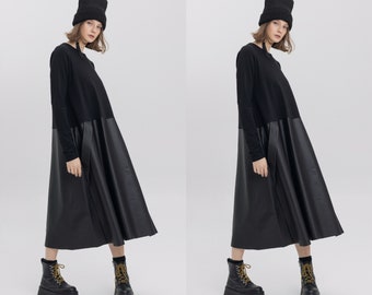 Black modern dress | Black midi dress | Black formal dress | Black knitwear dress | New collection
