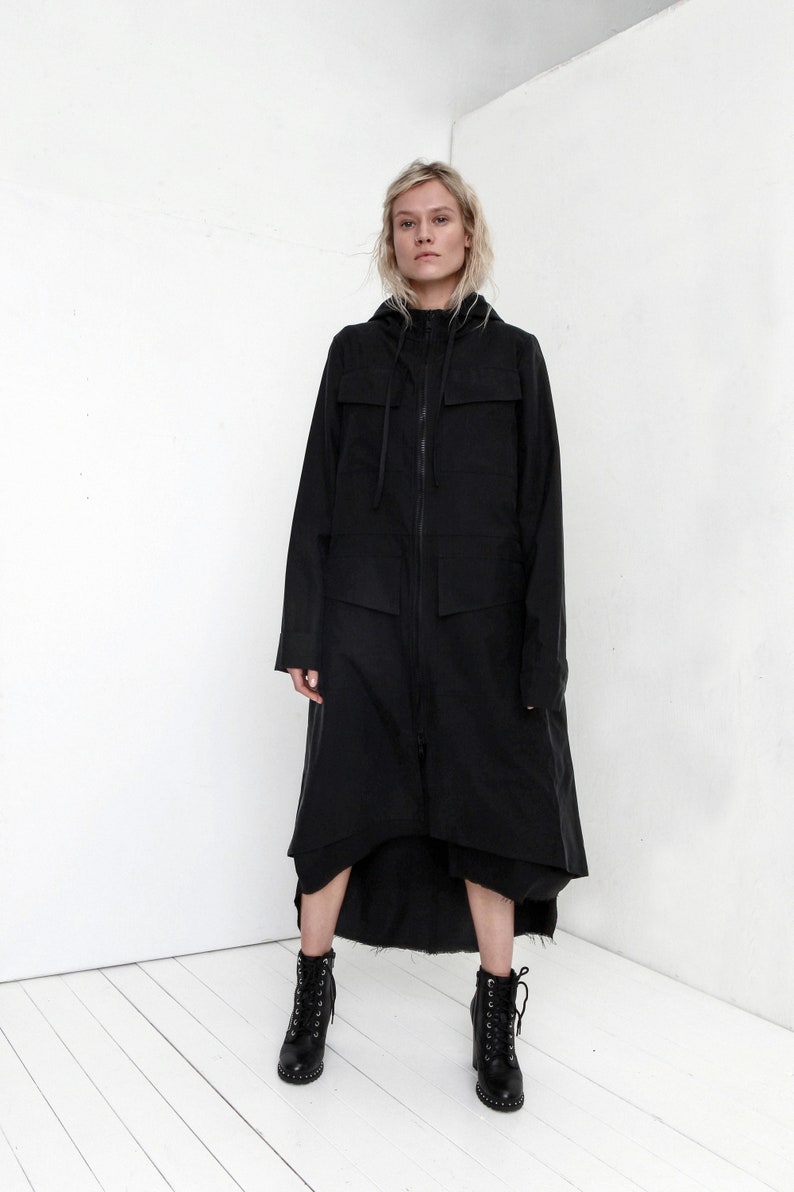 Women long raincoat / Waterproof raincoat / Autumn coat / Trench coat / Casual coat / Hooded coat / Jacket with hood / Water resistant coat image 2