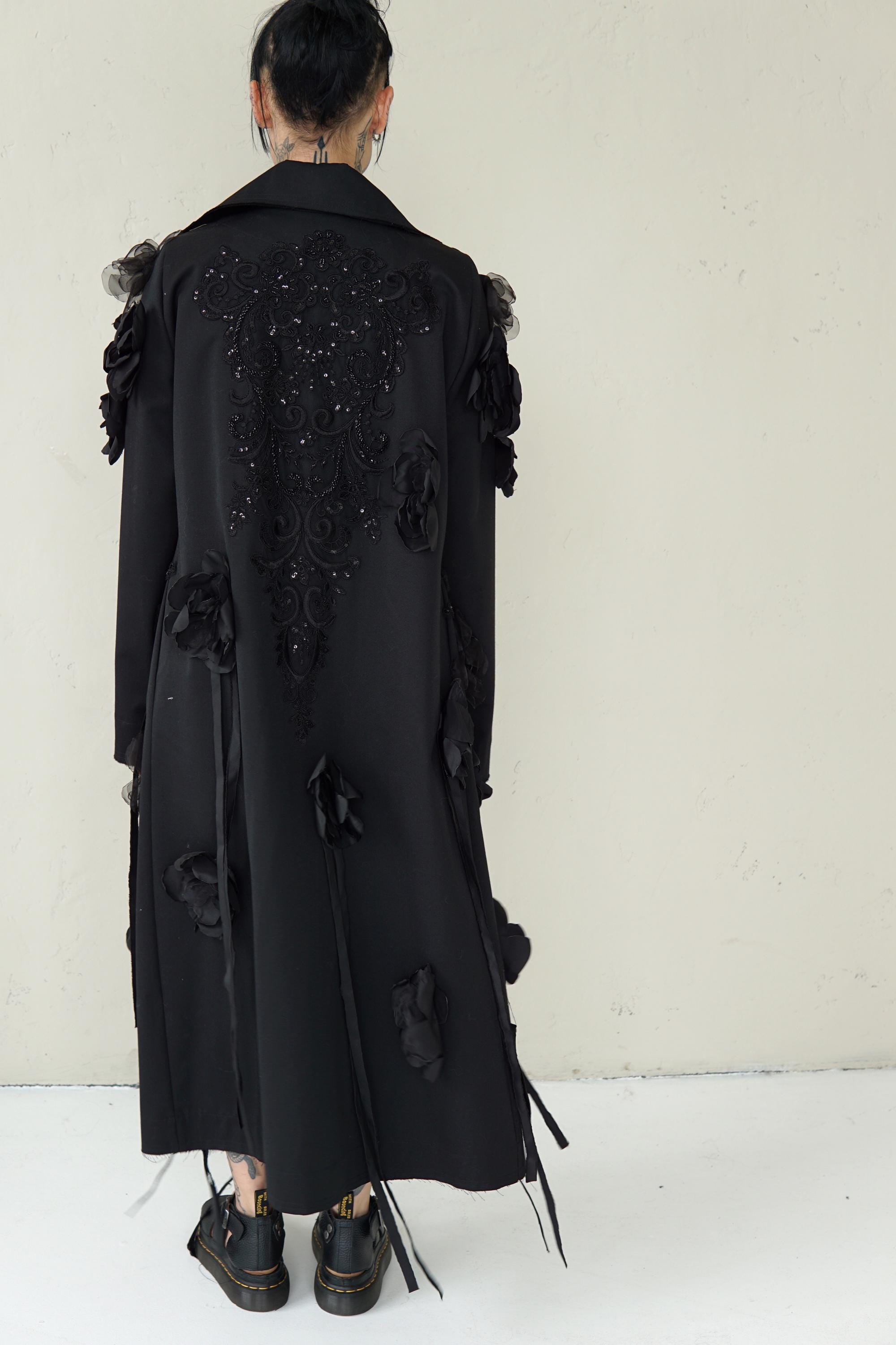 Avant-garde Black Wool Coat:oversized Asymmetric Maxi Coat Avant-garde Black Wool Coat:oversized Asymmetric Maxi Coat