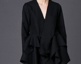 Blazer / Jacket / Black blazer / Black jacket / Women suit / Plus size clothing / Gift for women / Wool fabric / Autumn jacket / Classic