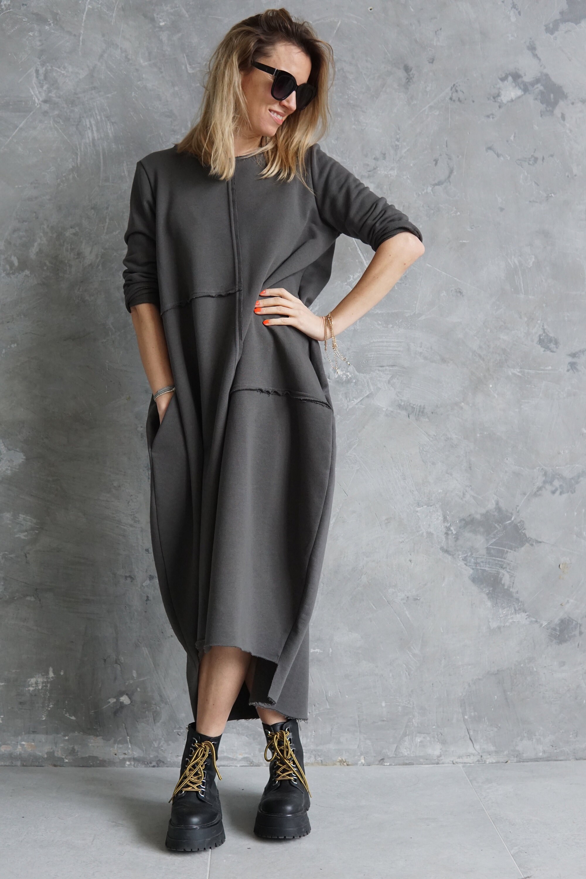 【彼ウケ◎】ANDMARY betty layered dress gray ANDMARY】Betty layered dress