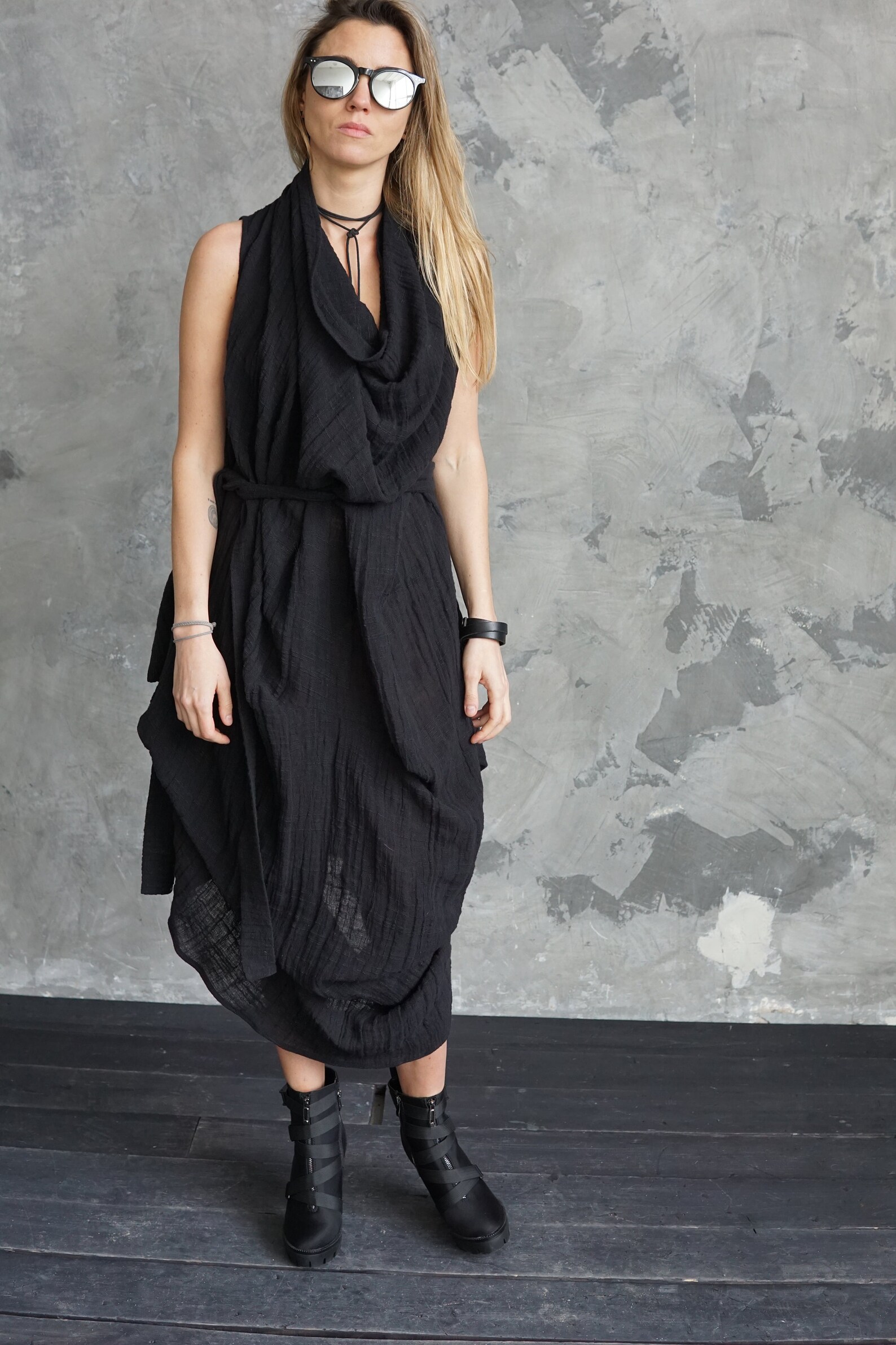 Black linen dress Black linen tunic Linen summer dress | Etsy