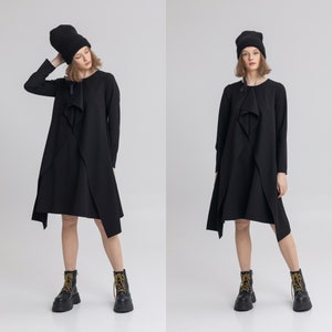 New Collection Dress With Long Sleeves | Asymmetrical Black Dress | Unique Dress | Designer Dress | Avant-garde Tunic