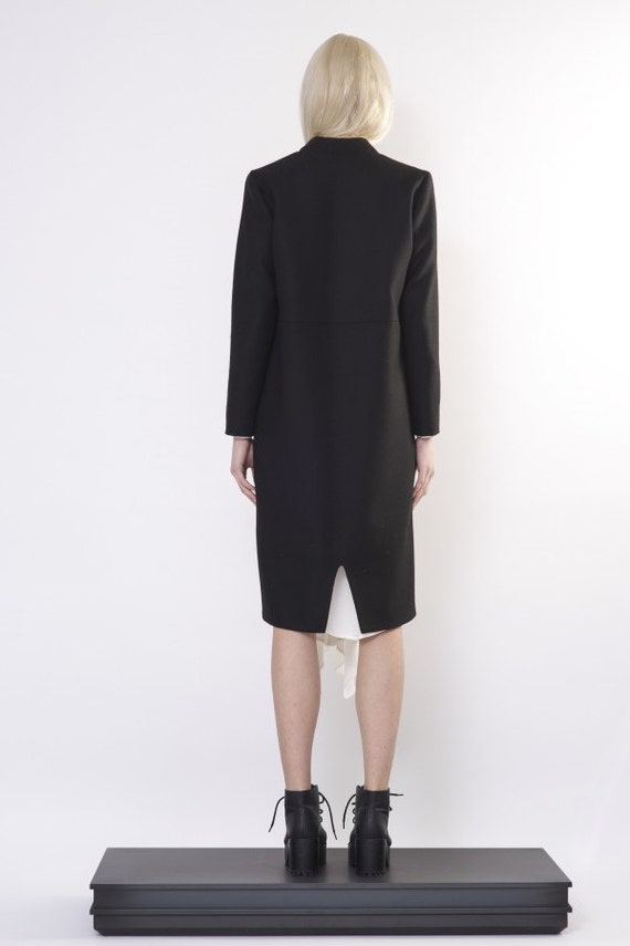 Wool Frock Coat: Long Black Minimalist Handmade Coat - Etsy