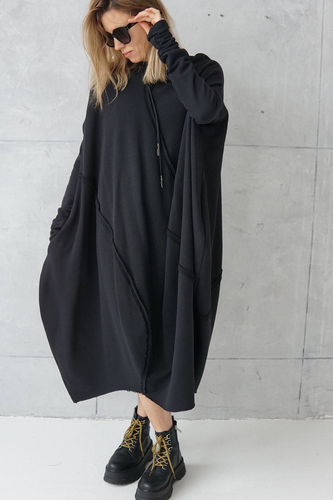 oversized cocoon dress 4-Ply Silk Long Sleeve Cocoon Dress Green / 00 / R125SL1657
