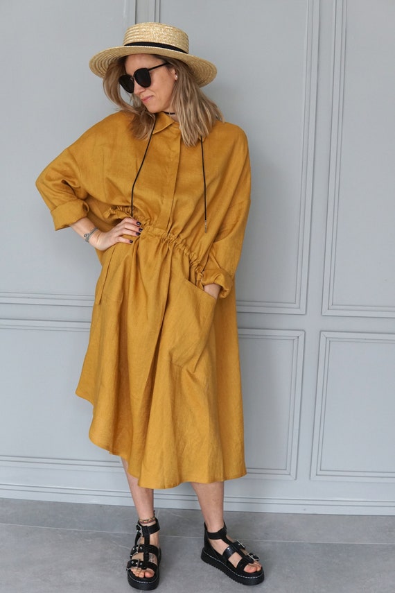 mustard yellow shirt dress Hazelshine Mustard Cotton Shirt Dress Ruffleberry