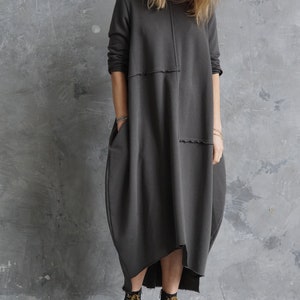 Gray Sweatshirt Dress Gray Jersey Dress Casual Summer Dress Jersey Maxi ...