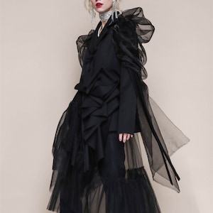 Black long jacket | Avantgarde jacket | Black wool blazer