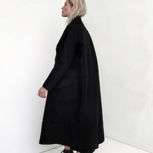 Black wool coat / Black oversized coat / Black kimono coat / Black trench coat / Winter coat / Black winter coat / Wool fabric / Black coat