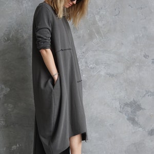 Gray Sweatshirt Dress Gray Jersey Dress Casual Summer Dress Jersey Maxi ...