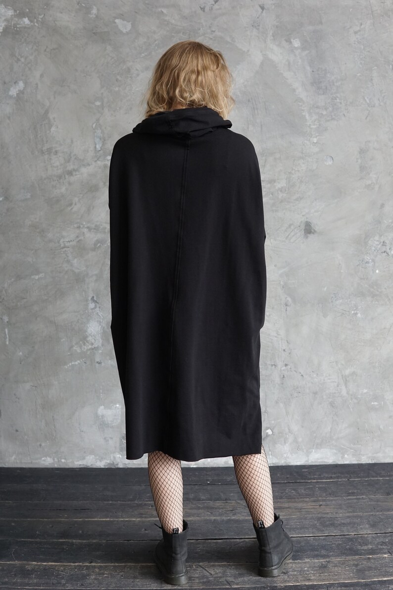 Sweat à capuche oversize noir Long sweat-shirt noir Robe-pull ample image 6