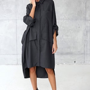 Graue oversized Tunika | Lockeres graues Shirt | Graue lockere Bluse | PLUS SIZE Kleidung