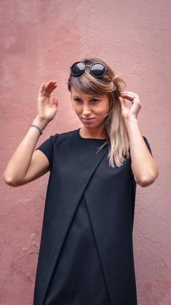 Handmade Black Viscose Mini Dress: Elegant A-line Cocktail Dress - Etsy Australia Handmade Black Viscose Mini Dress: Elegant A-line Cocktail Dress - Etsy Australia