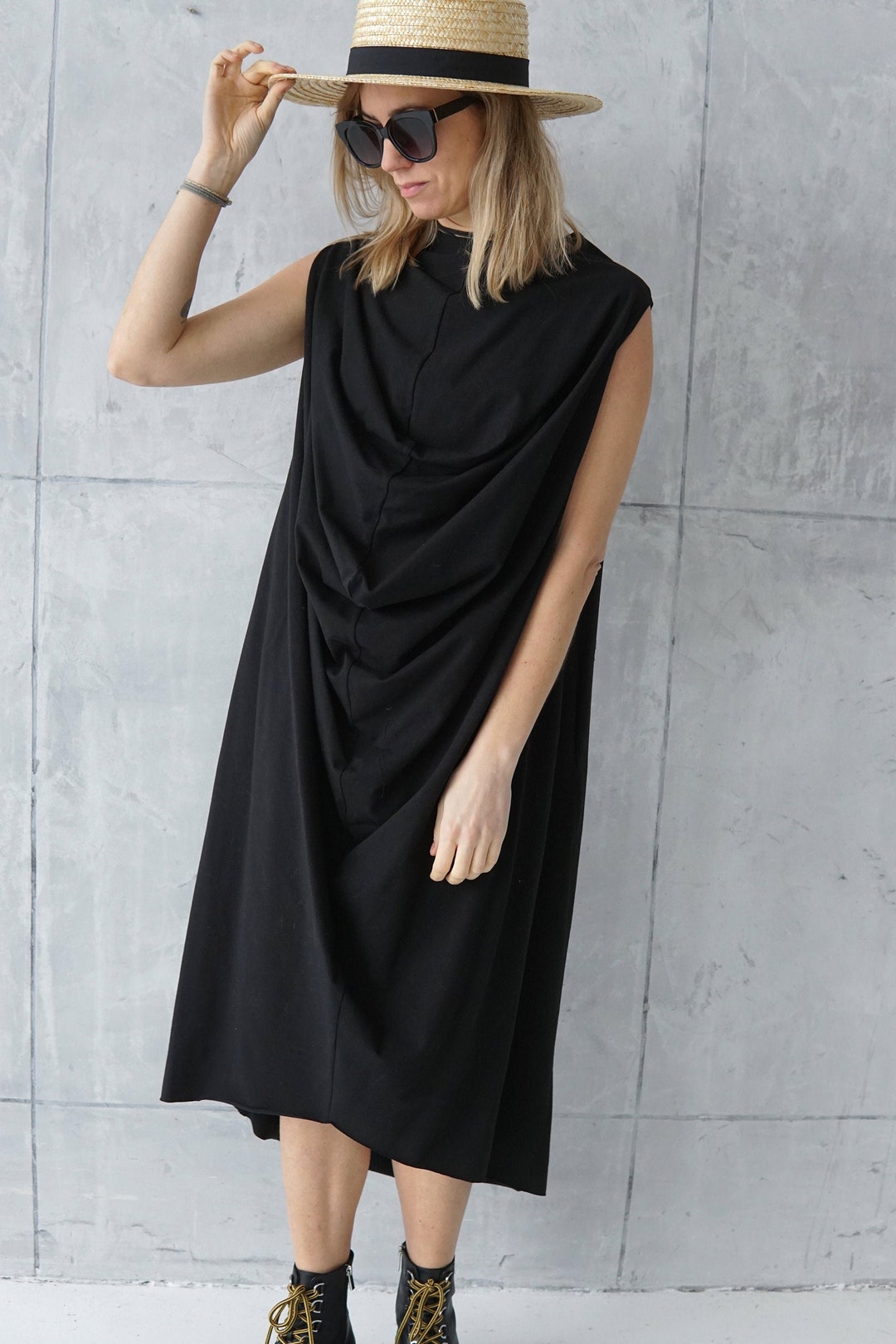 T-shirt Dress Jersey Dress Draped Dress Avant-garde - Etsy