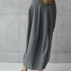 Gray jersey dress Casual dress Gray loose tunic Long sweatshirt dress Cotton dress Casual wear dress image 10