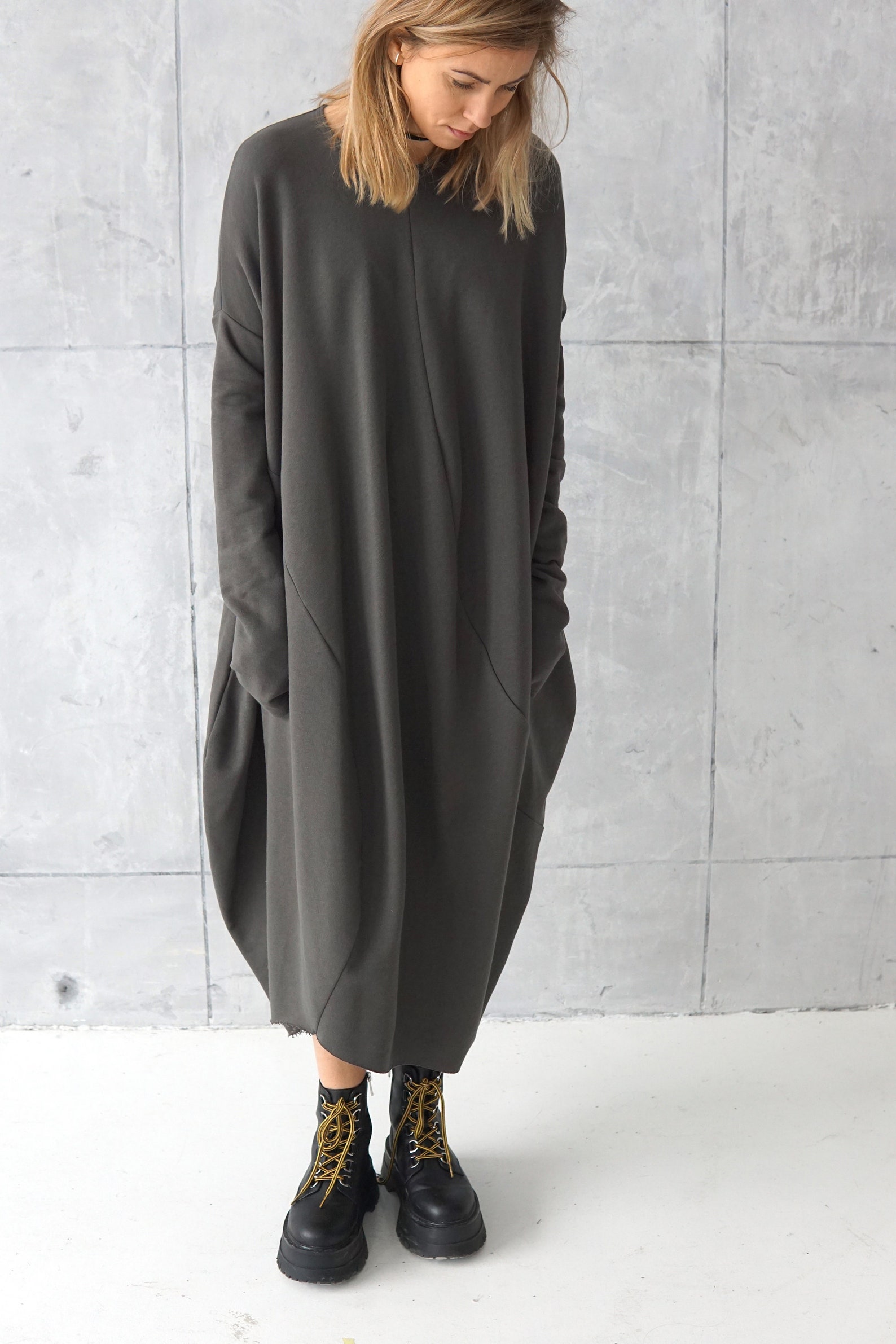 Robe Sweat-shirt Grise RN STUDIO - Taille L, Polyester/spandex, Col Rond, Neuf Avec étiquettes