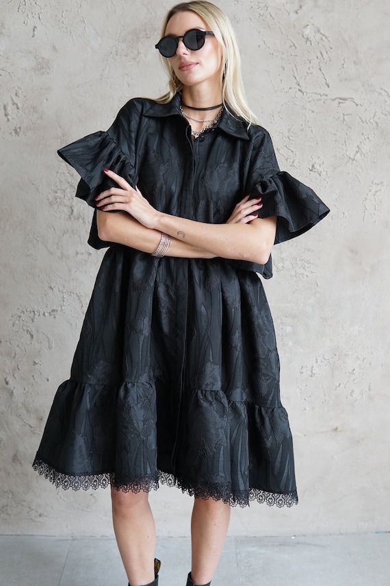 black dress with design Velvi - Kira Gown With Cut Outs - Black