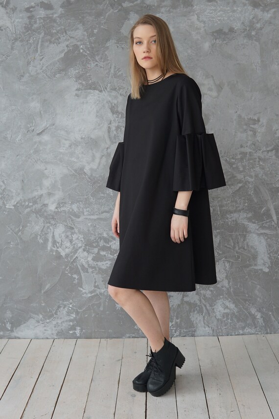 Little Black dress | Formal dress | Black minimalist dress | Puff sleeve dress