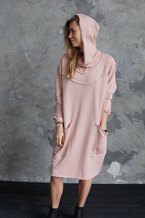 pink oversized hoodie dress
