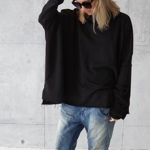 Schlichtes Jersey Top / Oversize Pullover / Plus Size Bluse / Lockeres Top / Baumwollbluse / Lässige Tunika