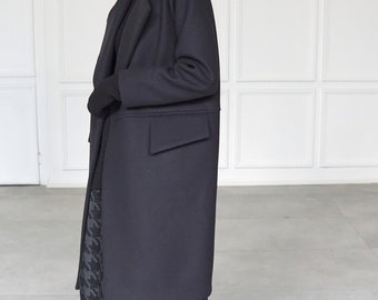 Minimalist wool coat / Black oversized coat / Black classic coat / Black winter coat / Wool fabric