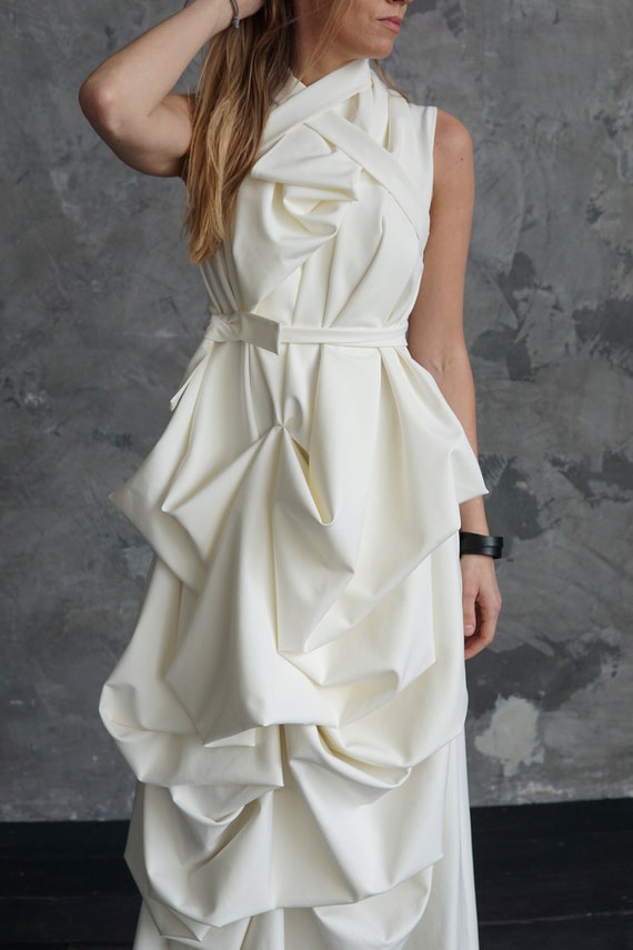 Unique White Wedding Dress Alternative Maxi Wedding Dress - Etsy