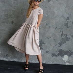 Summer bridesmaids dress Ivory dress Cocktail dress Pastel summer dress Wedding guest dress image 1