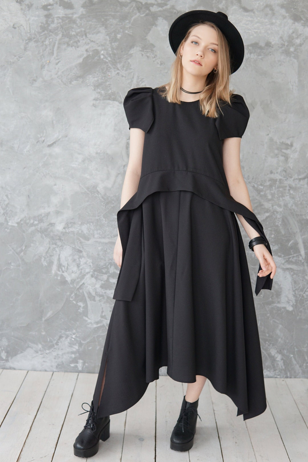 Black Babydoll Dress Black Plus Size Dress Black Formal Etsy