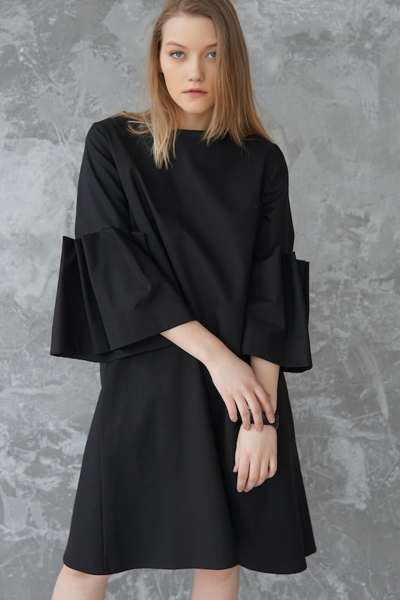 Little Black dress | Formal dress | Black minimalist dress | Puff sleeve dress