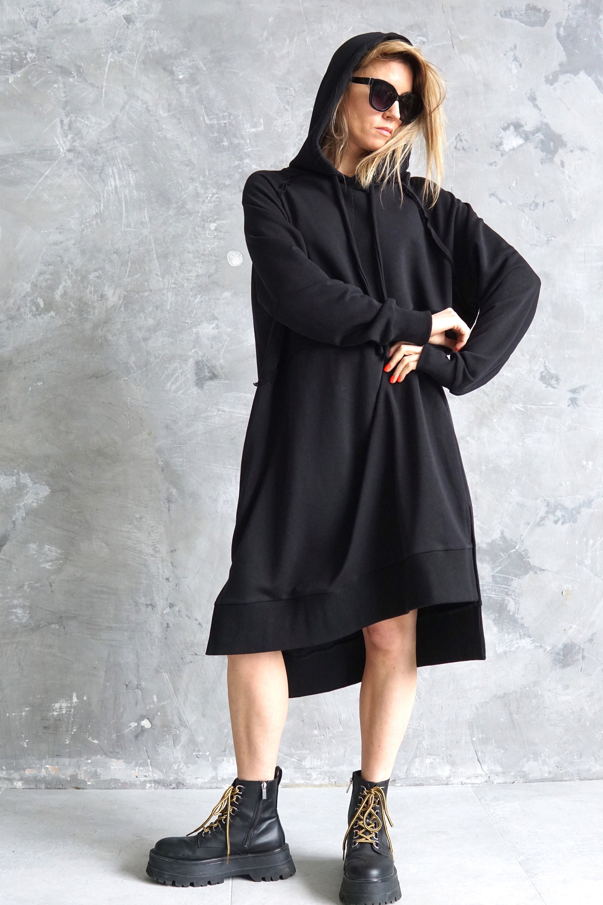 oversized hoodie dress black Women's Hoodie Dress main image 0