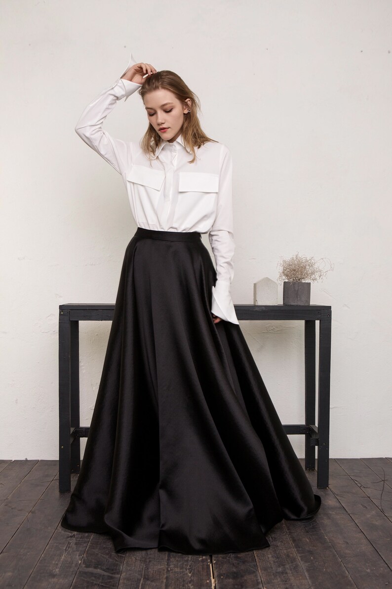 womens long black skirt evening