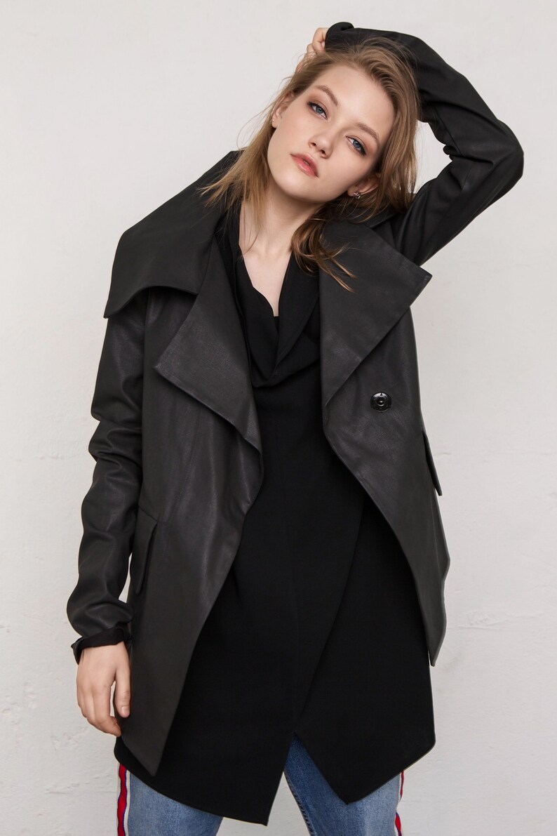 Denim jacket / Jean jacket / Jacket / Black jacket / Blazer / Avant garde / Minimalist / Cotton / Plus size / Goth / Grunge image 4