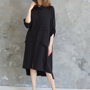 Oversized black shirt / Maxi blouse / Black plus size tunic
