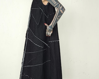 Vestido de mezclilla estilo pichi hecho a mano: vestido de verano de algodón con corte en A