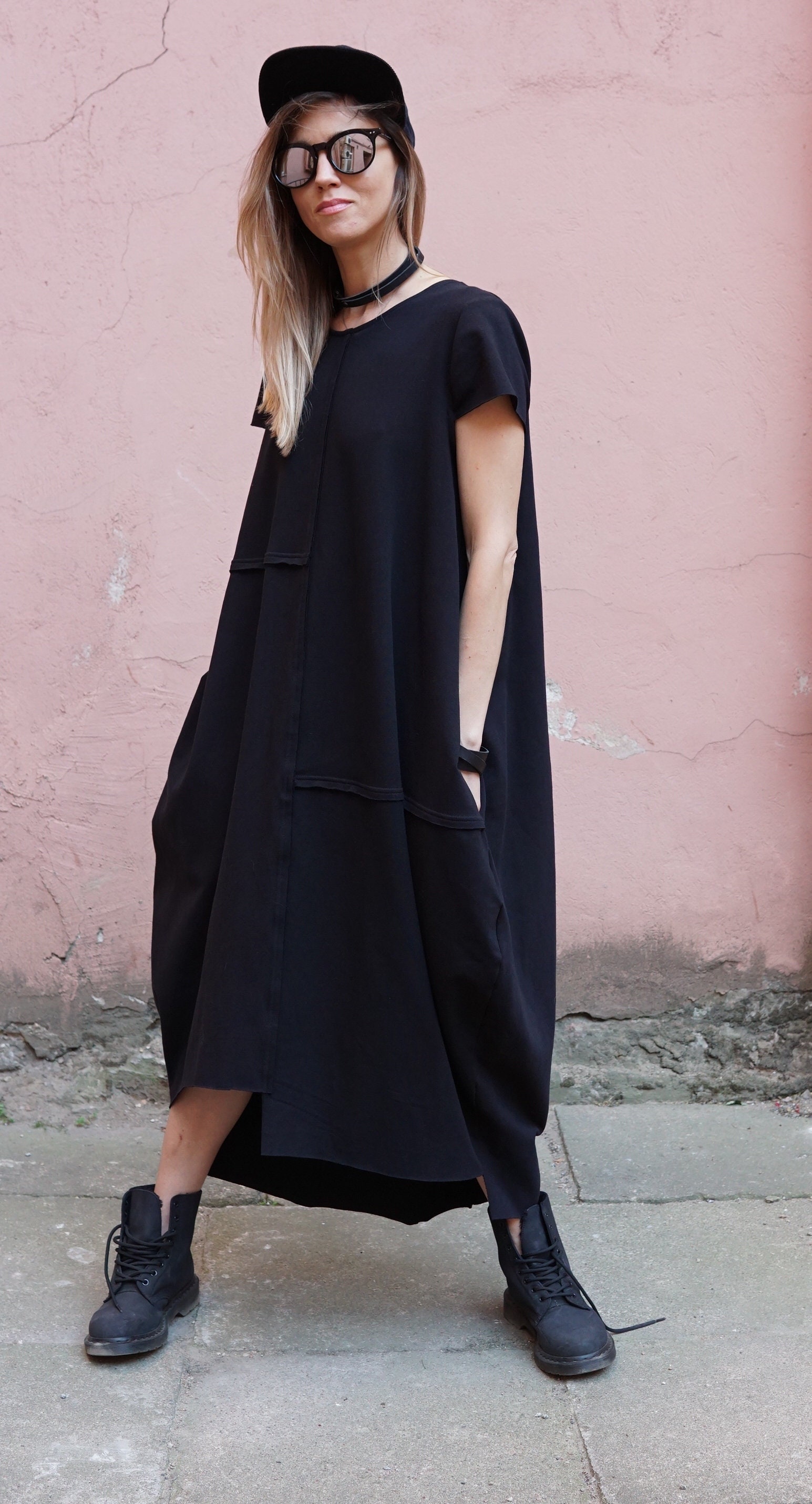 Sweatshirt / Dress / Black Dress / Long Dress / Cotton Dress / - Etsy