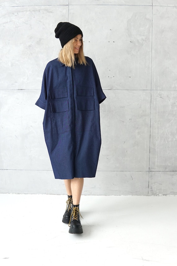 denim tunic shirt dress Womens Long Sleeve Button Down Casual Tunic Top Denim Shirt Dress