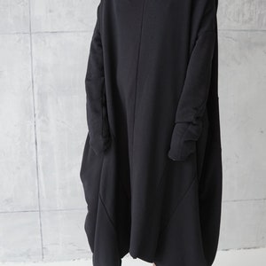 Jersey Dress Casual Dress Black Loose Tunic Sweatshirt Dress Cotton Dress Casual Wear Dress image 10