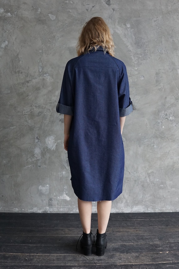 jeans t shirt dress Denim Shirtdress | Cotton Loose Tunic | Denim Dress