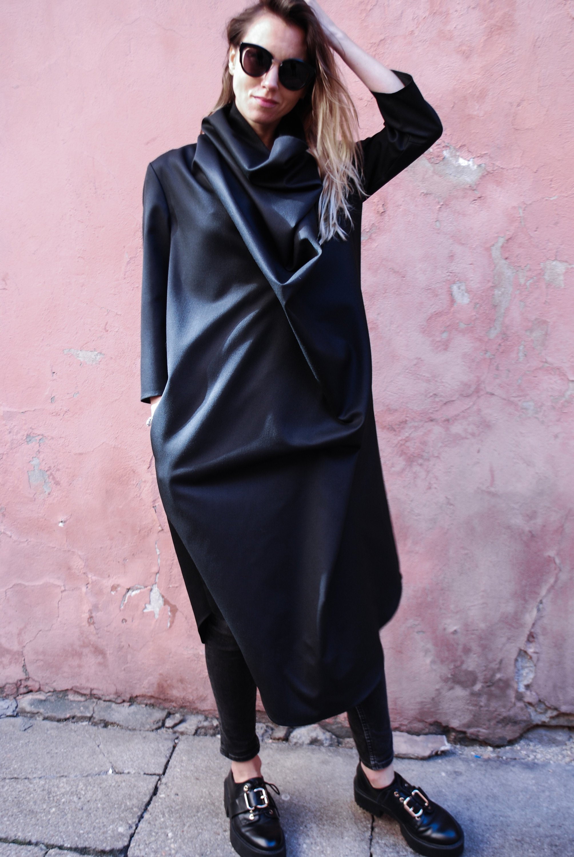 Long black tunic dress / Women tunic dress / Long sleeve tunic | Etsy