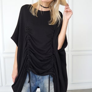Suéter Oversized / Blusa Aconchegante / Túnica Plus Size / Top de Algodão Preto / Loungewear Feminino